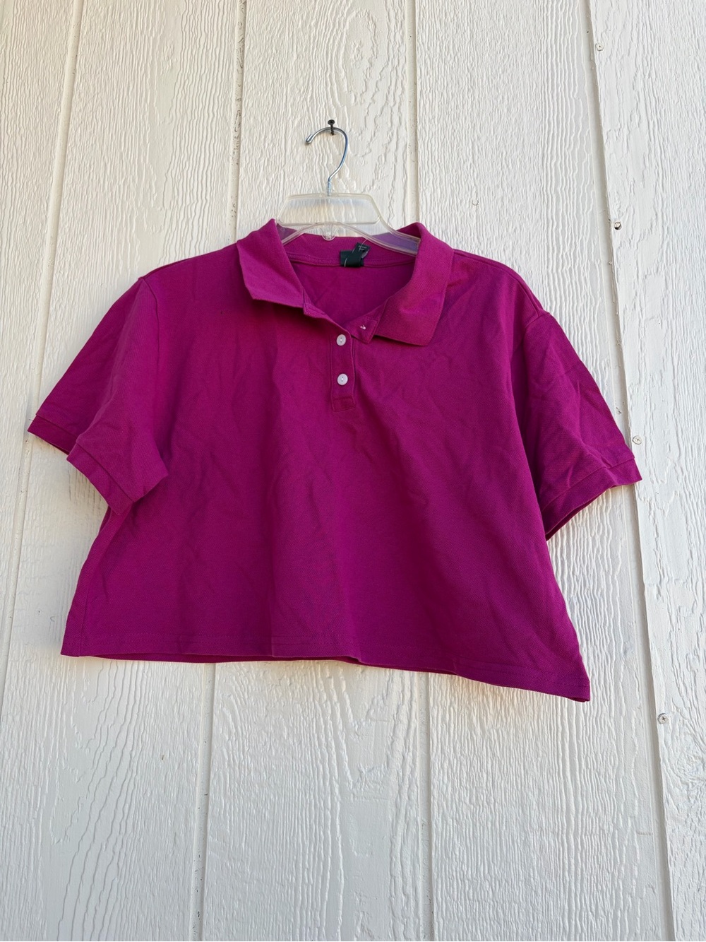 Wild Fable Women’s Cropped Polo Shirt in Bright Magenta Size XL - Picture 2 of 15